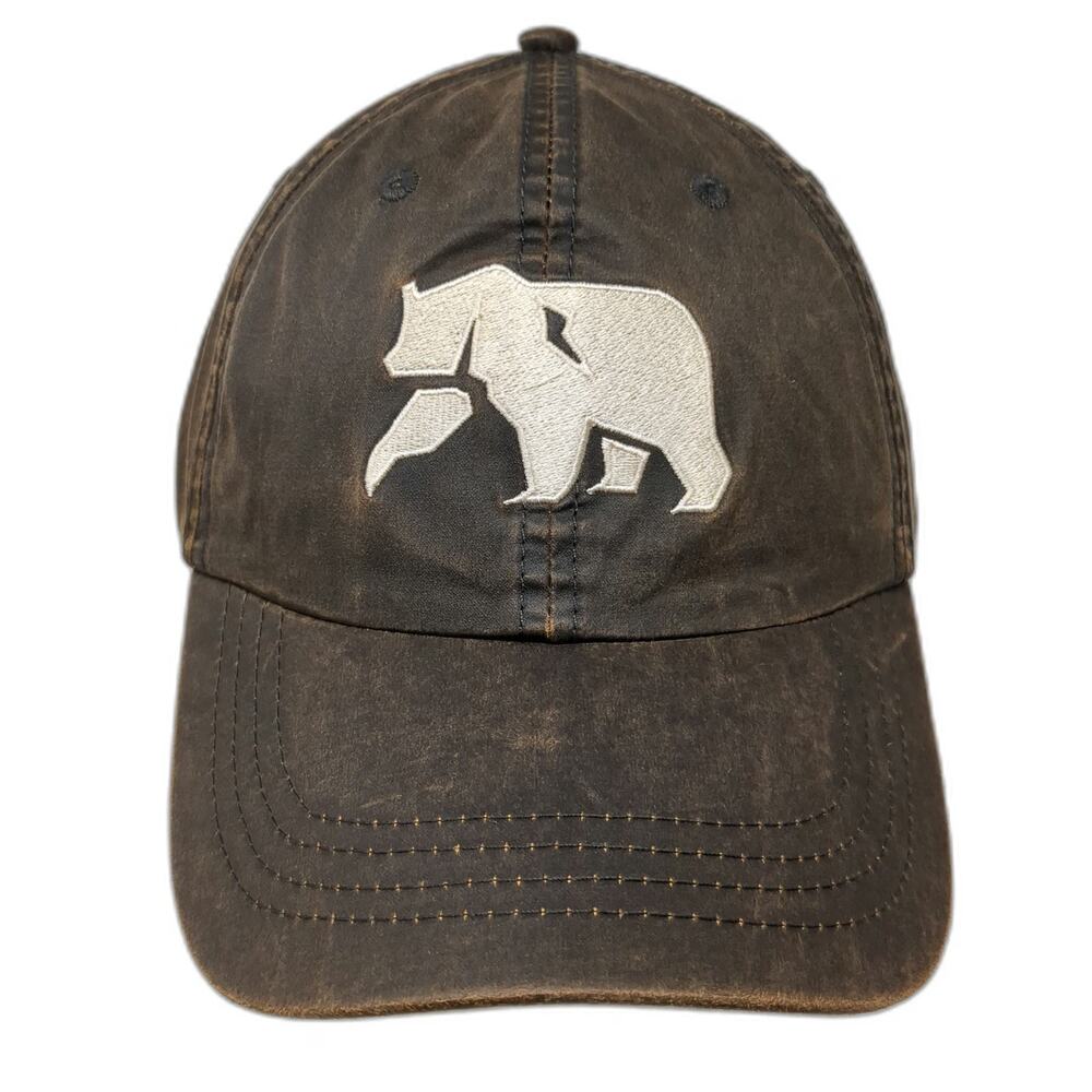 The Normal Brand Baseball Cap Brown One Size Embroidered Bear Waxed Cotton Hat